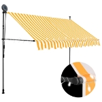Tenda da Sole Retrattile Manuale LED 300 cm Bianco e Arancione