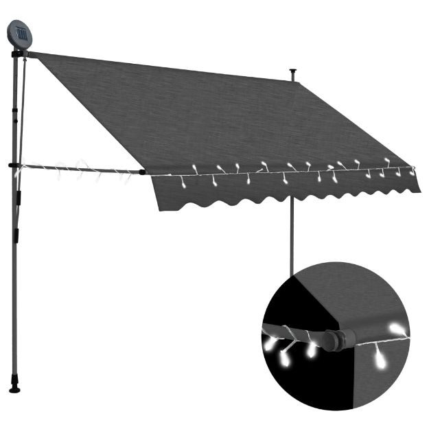 Tenda da Sole Retrattile Manuale con LED 250 cm Antracite