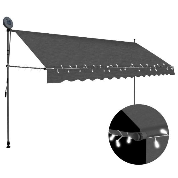 Tenda da Sole Retrattile Manuale con LED 350 cm Antracite