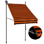 Tenda da Sole Retrattile Manuale LED 100 cm Arancione e Marrone