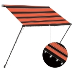 Tenda da Sole Retrattile con LED 150x150 cm Arancione e Marrone