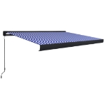 Tenda a Cassonetto Manuale 300x250 cm Blu e Bianca