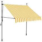 Tenda da Sole Retrattile Manuale LED 200 cm Bianca e Arancione