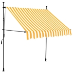 Tenda da Sole Retrattile Manuale LED 150 cm Bianco e Arancione