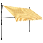 Tenda da Sole Retrattile Manuale LED 250 cm Bianco e Arancione