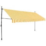 Tenda da Sole Retrattile Manuale LED 350 cm Bianco e Arancione