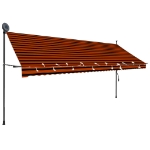 Tenda da Sole Retrattile Manuale LED 400 cm Arancione e Marrone