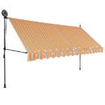 Tenda da Sole Retrattile Manuale con LED 400 cm Giallo e Blu