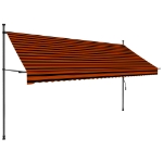 Tenda da Sole Retrattile Manuale LED 350 cm Arancione e Marrone