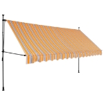 Tenda da Sole Retrattile Manuale con LED 350 cm Giallo e Blu