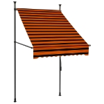 Tenda da Sole Retrattile Manuale LED 100 cm Arancione e Marrone