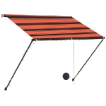 Tenda da Sole Retrattile con LED 150x150 cm Arancione e Marrone