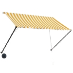 Tenda da Sole Retrattile con LED 250x150 cm Giallo e Bianco