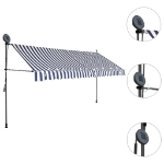 Tenda da Sole Retrattile Manuale con LED 400 cm Blu e Bianco