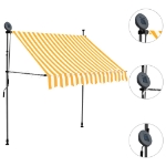 Tenda da Sole Retrattile Manuale LED 150 cm Bianco e Arancione