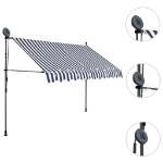 Tenda da Sole Retrattile Manuale con LED 250 cm Blu e Bianco