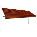 Tenda da Sole Retrattile Manuale LED 400 cm Arancione e Marrone