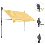 Tenda da Sole Retrattile Manuale LED 300 cm Bianco e Arancione