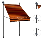 Tenda da Sole Retrattile Manuale LED 100 cm Arancione e Marrone