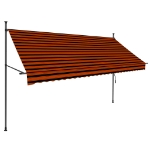 Tenda da Sole Retrattile Manuale LED 300 cm Arancione e Marrone