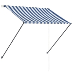 Tenda da Sole Retrattile con LED 150x150 cm Blu e Bianco