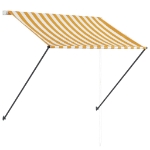 Tenda da Sole Retrattile con LED 200x150 cm Giallo e Bianco