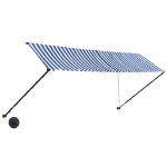 Tenda da Sole Retrattile con LED 400x150 cm Blu e Bianco