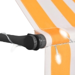 Tenda da Sole Retrattile Manuale LED 150 cm Bianco e Arancione