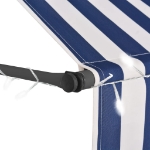 Tenda da Sole Retrattile Manuale con LED 350 cm Blu e Bianco