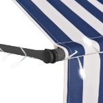 Tenda da Sole Retrattile Manuale con LED 250 cm Blu e Bianco