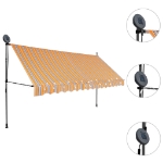 Tenda da Sole Retrattile Manuale con LED 400 cm Giallo e Blu