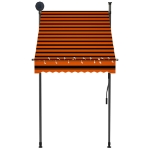 Tenda da Sole Retrattile Manuale LED 100 cm Arancione e Marrone
