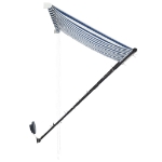 Tenda da Sole Retrattile con LED 150x150 cm Blu e Bianco