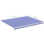 Tessuto di Ricambio per Tenda da Sole Blu e Bianco 4,5x3,5 m