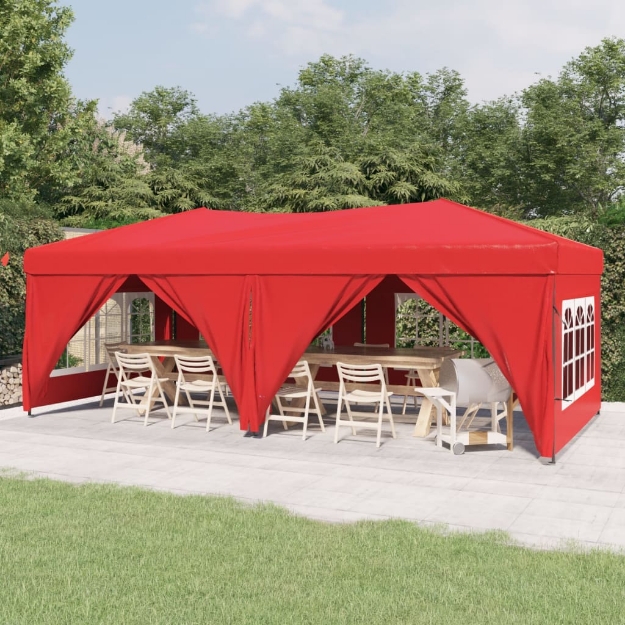 Tenda per Feste Pieghevole con Pareti Laterali Rosso 3x6 m