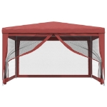 Tenda per Feste con 4 Pareti Laterali in Rete Rosso 4x4 m HDPE