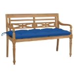 Panca Batavia con Cuscino Blu 120 cm in Massello di Teak