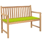 Panca da Giardino Cuscino Verde Brillante 120 cm Massello Teak