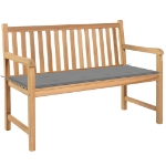 Panca da Giardino con Cuscino Grigio 120 cm Massello di Teak