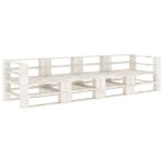 Divano da Giardino su Pallet Bianco a 4 Posti in Legno