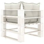 Divano Angolare da Giardino Pallet con Cuscini Beige in Legno