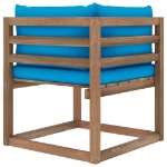 Divano Angolare da Giardino su Pallet con Cuscini Blu Chiaro