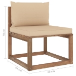 Divano Centrale da Giardino Pallet con Cuscini Beige