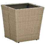 Tavolino Beige 41,5x41,5x44 cm in Polyrattan e Vetro Temperato