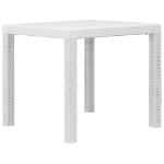 Tavolo da Giardino Bianco 79x79x72 cm in Plastica Stile Rattan