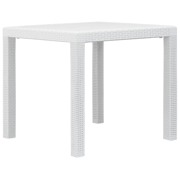 Tavolo da Giardino Bianco 79x79x72 cm in Plastica Stile Rattan