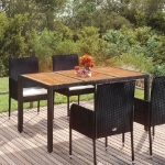 Tavolo da Giardino Piano in Legno Nero 150x90x75 cm Polyrattan