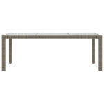 Tavolo Giardino Grigio 190x90x75 cm Vetro Temperato Polyrattan