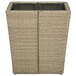 Tavolino Beige 41,5x41,5x44 cm in Polyrattan e Vetro Temperato