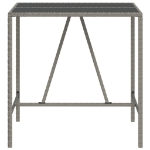 Tavolo da Bar con Piano in Vetro Grigio 110x70x110cm Polyrattan